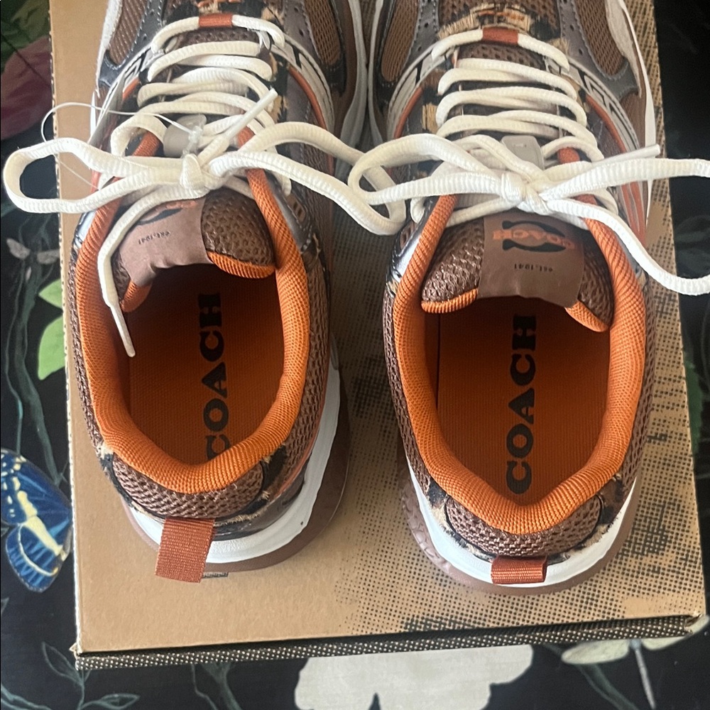 Coach Metallic Silver and Orange Sneakers - Picture 5 of 8